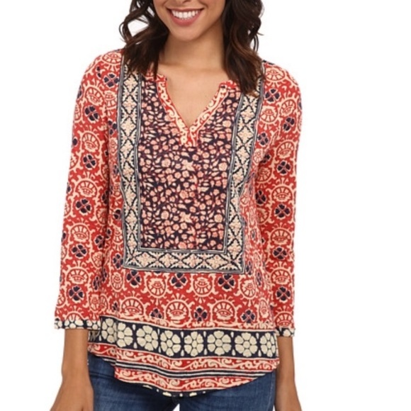 Lucky Brand Tops - Lucky Brand block floral split neck top XS